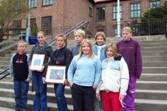 Fra venstre elevene Hkon, Mari, Andreas, Simen, Karoline, Henriette (Nklevann), Katrine og Ulrikke (Nklevann)