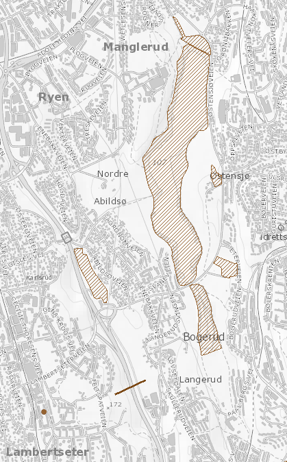 areal for forekomst av spennende arter i Østensjøvannet miljøpark